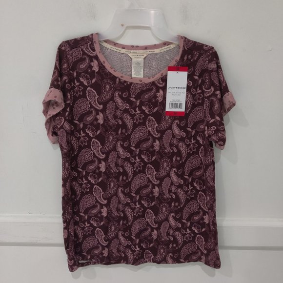 NWoT Lucky Brand Womens 2 Piece Drawstring Pajama Set Burgundy Size M $85 FFF005 - Picture 4 of 5